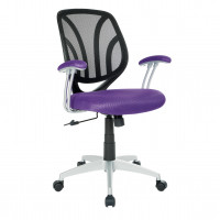 OSP Home Furnishings EMH69203S-512 Screen Back Chair with Purple Mesh Fabric and Silver Coated Arms and Base